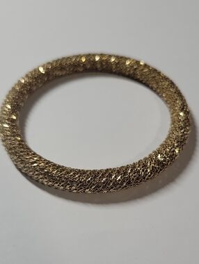 Gold Tone Textured Mesh Bangle Bracelet - Women's Jewelry